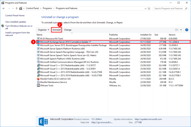 exchange server 2016 control panel